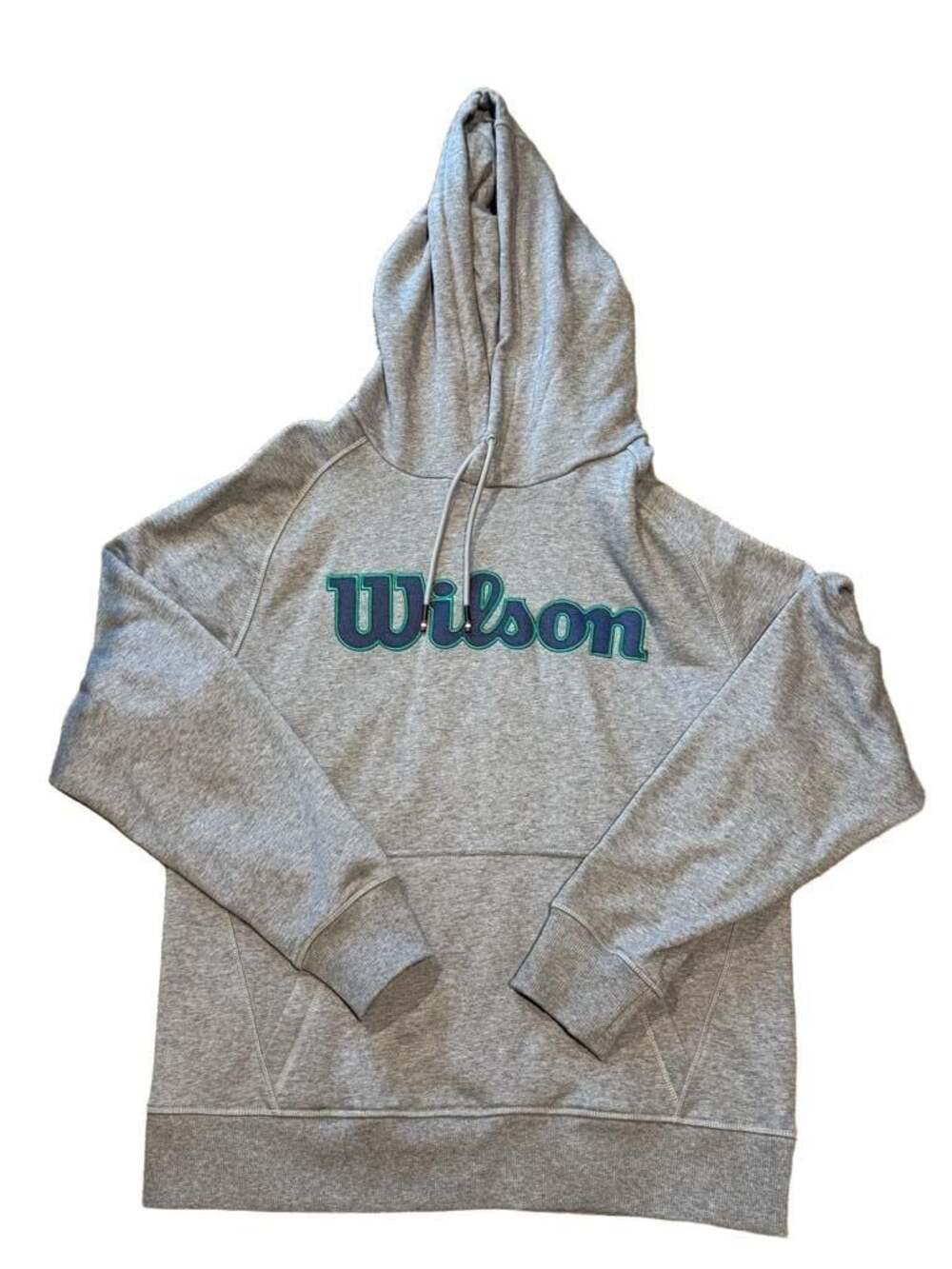 Wilson Men's Gray Embroidered Spellout Logo Pullover Hoodie Size M